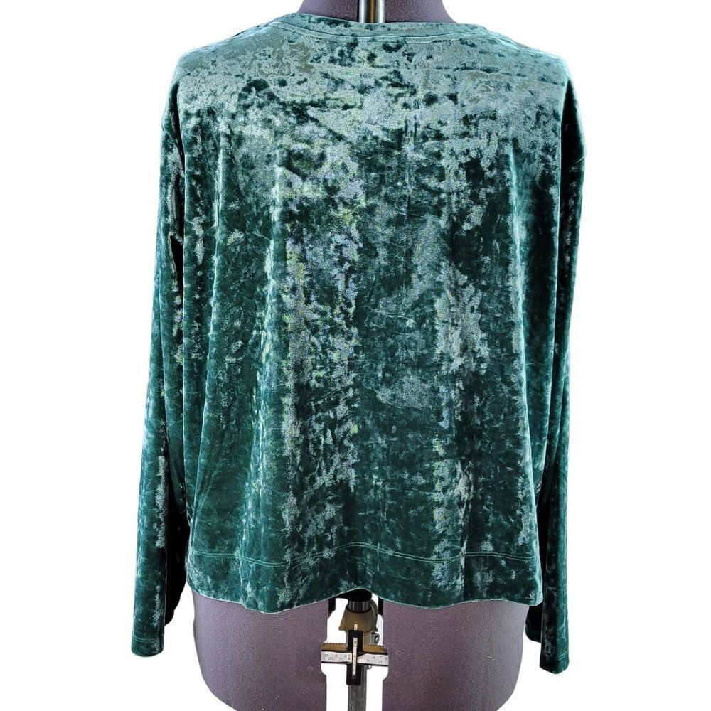 Ava & Viv Green Velvet Cropped Top Sz 1X - Picture 3 of 7